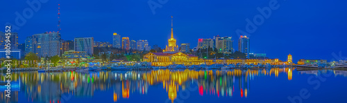RUSSIA, SOCHI - APRIL 18, 2016: Golden reflection of the city of Sochi, Russia on April 18, 2016.