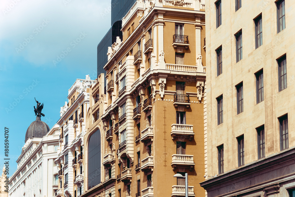 Traditional antique city building in Madrid Traditional antique city building in Madrid