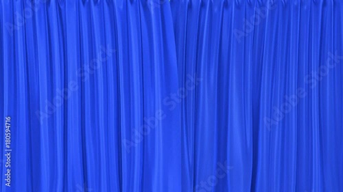 Stage or window textured blue curtains realistic 3D animation, chroma key and alpha matte are included