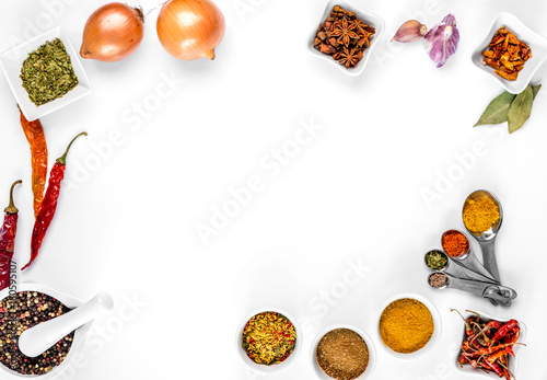 spices on white background isolated with place for text