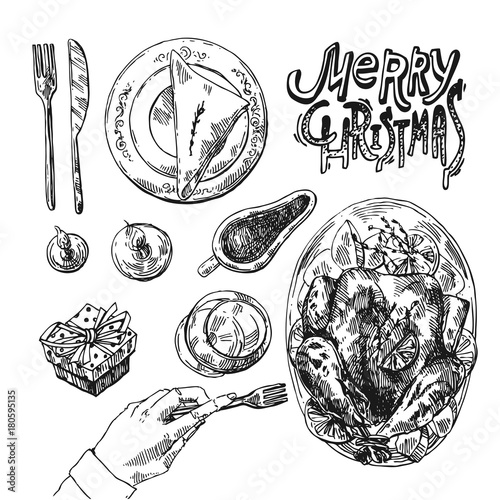 illustration christmas food.