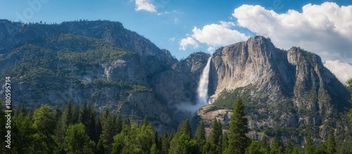 Upper Falls Panorama in Yosemite National Park  photo