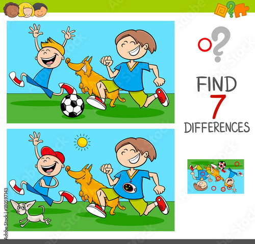 differences game with boys and dogs