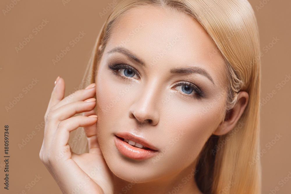 elegant woman with natural makeup