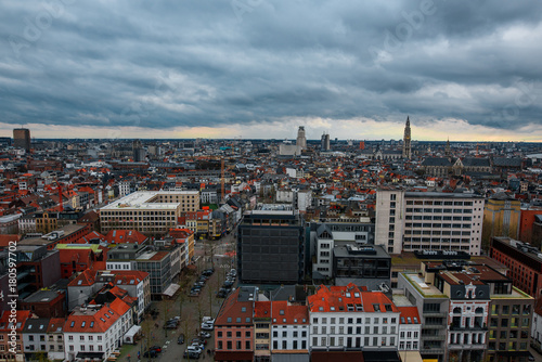 View over Antwerp taken from the top of mas museum.