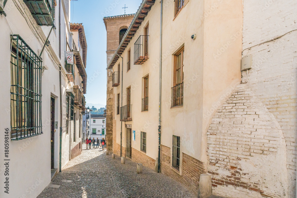 Albaicin quarter streets in Granada, Spain