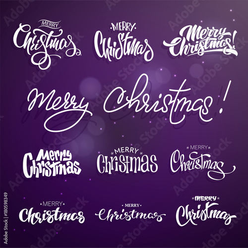 Merry Christmas Lettering Design Set