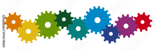 colored gears for cooperation symbolism