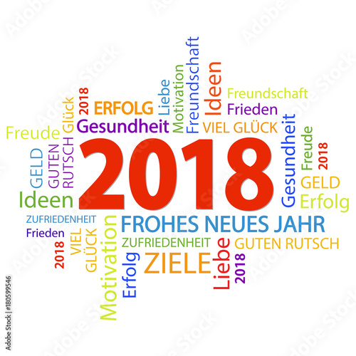 word cloud with new year 2018 greetings