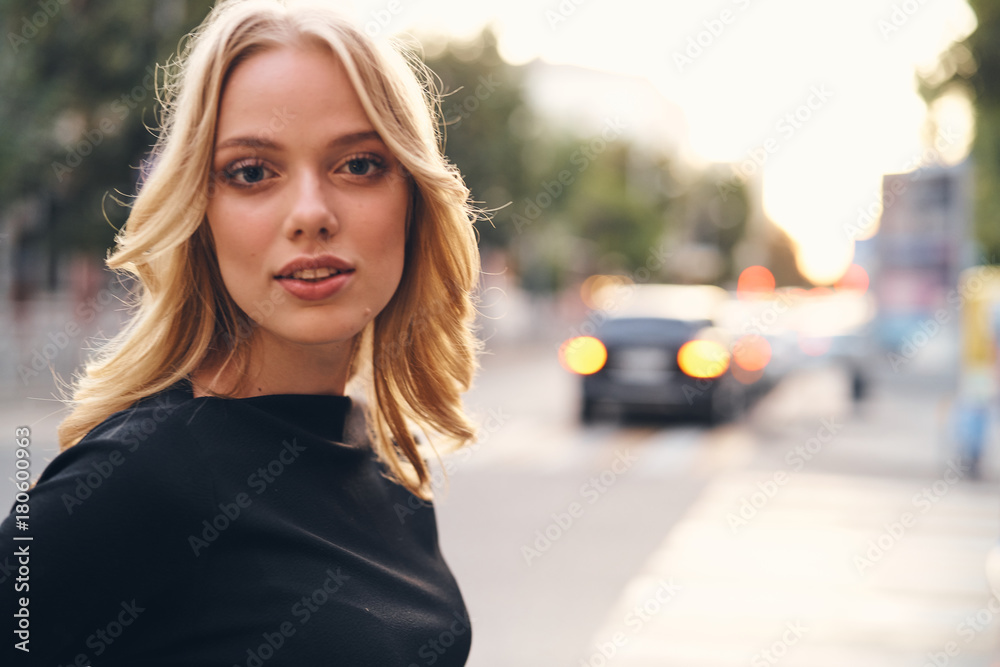 portrait of a beautiful girl in the background of the city portrait of a beautiful girl in the background of the city