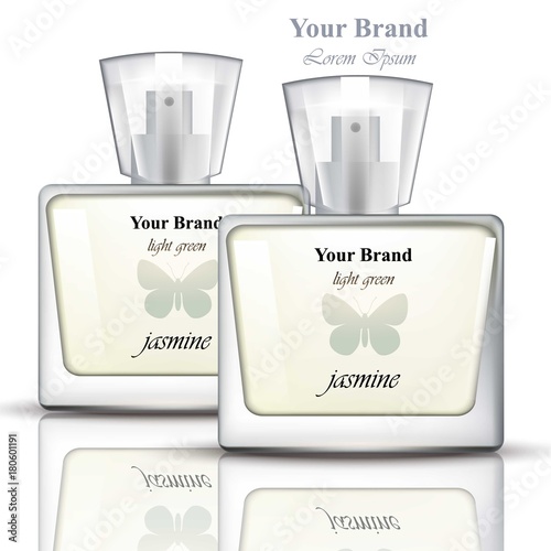 Perfume bottles realistic Vector. Product packaging for brands, advertise, commercials