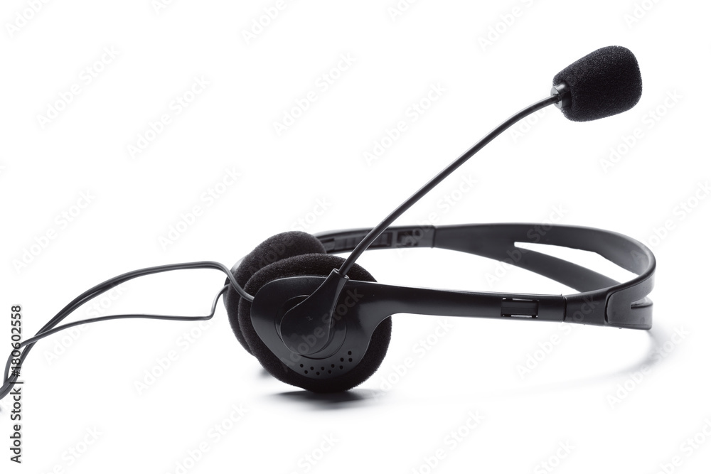 headset with microphone isolated on white headset with microphone isolated on white