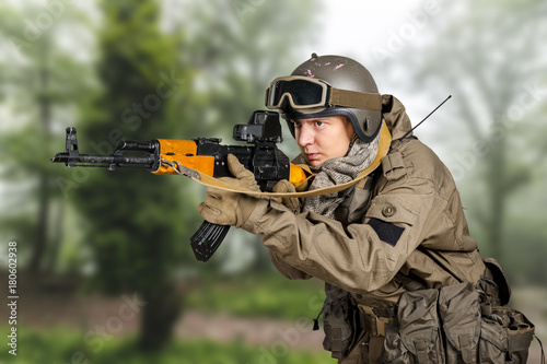Special forces soldier with rifle