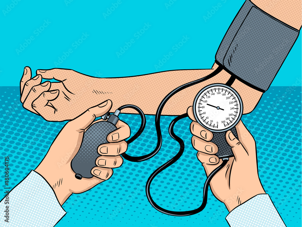 Measurement of human pressure pop art vector