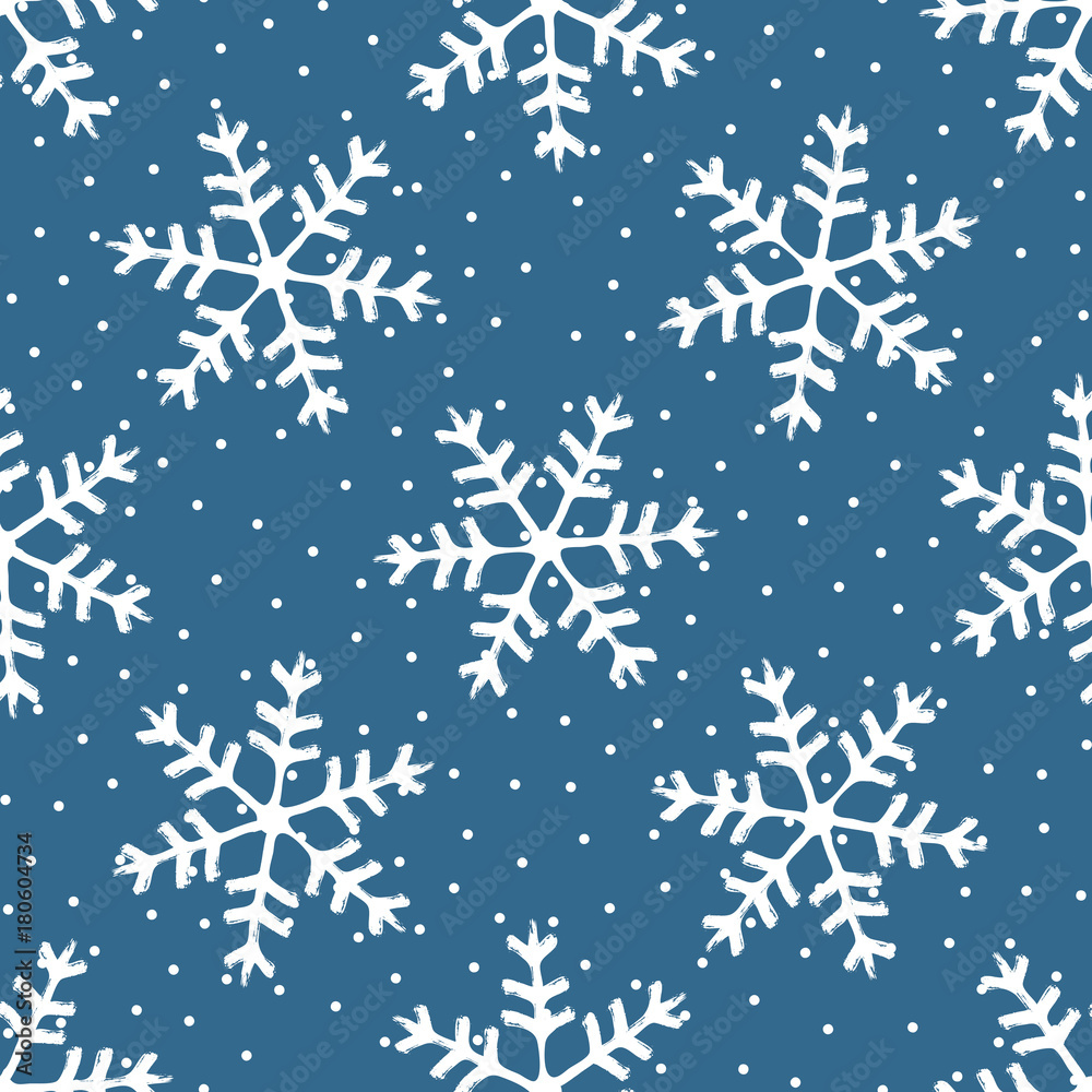 Seamless pattern with round snowflakes painted by brush. Grunge, sketch, watercolor, graffiti. Seamless pattern with round snowflakes painted by brush. Grunge, sketch, watercolor, graffiti.