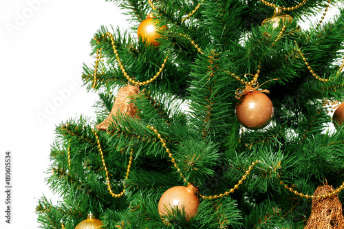 Christmas tree with ornaments  close-up