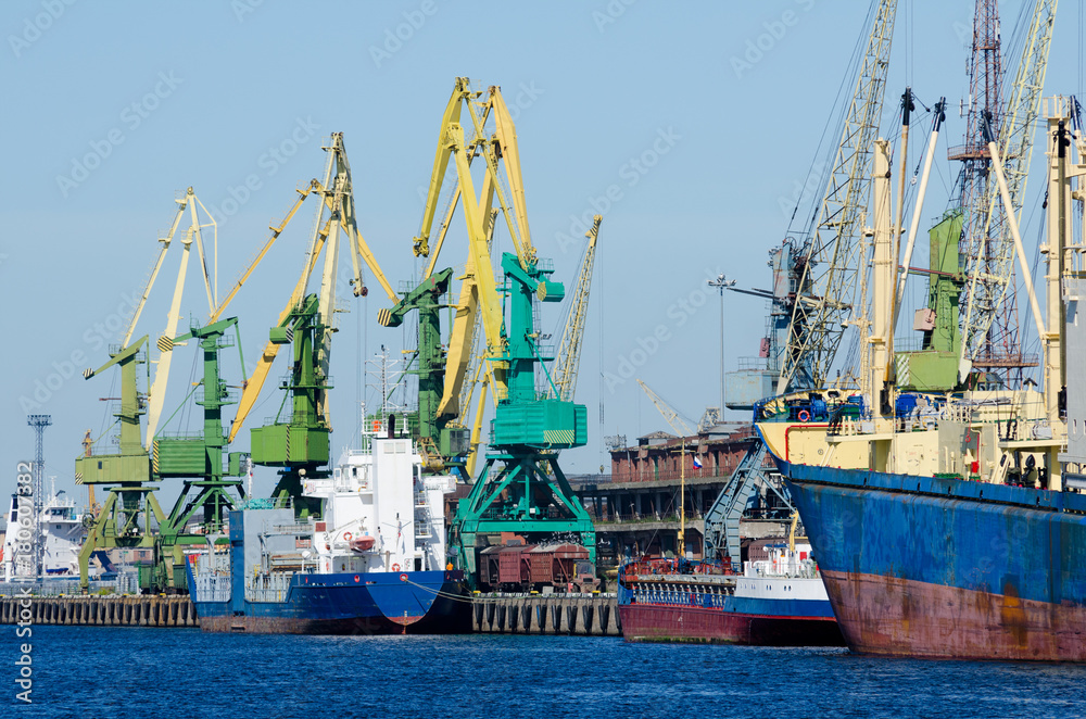 hoisting cranes at seaport