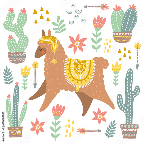 Alpaca and cactus