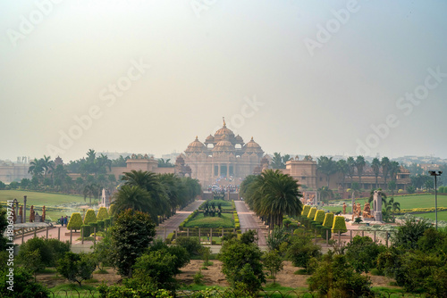 Facade of a temple Akshardham in Delhi, India photo