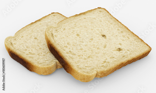 bread slices - toast pair - isolated on white