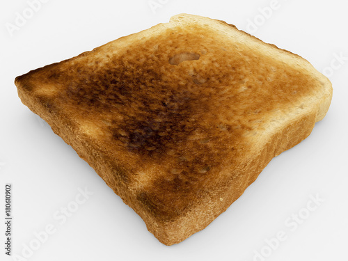 bread slice - single baked toast close-up - isolated on white