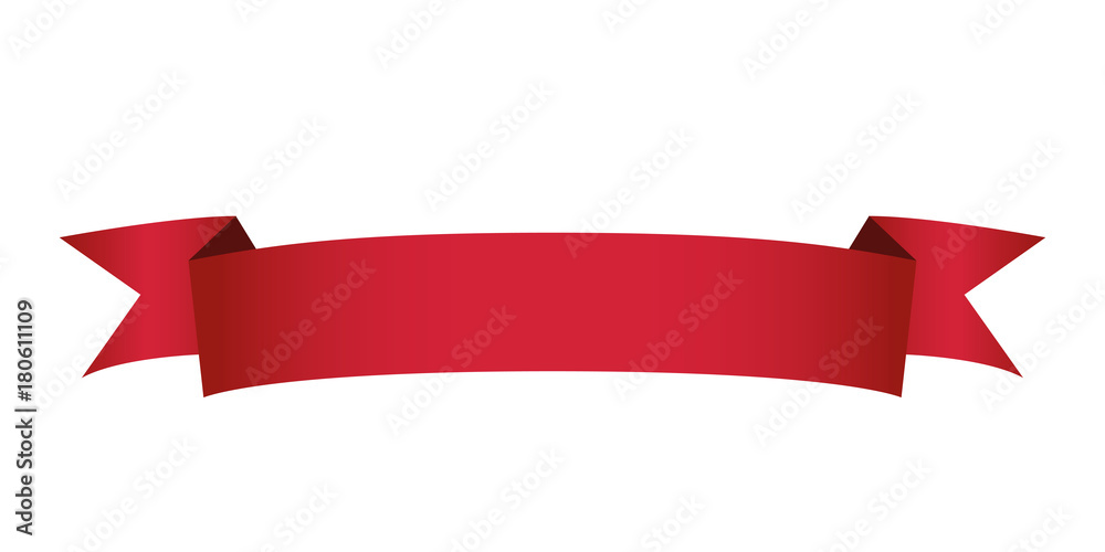 single red ribbon banner in white background single red ribbon banner in white background