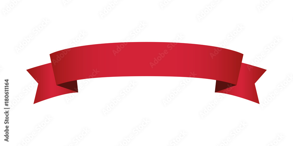 single red ribbon banner in white background single red ribbon banner in white background