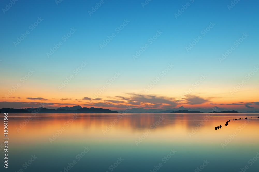 Beautiful sweet color scenery view of seascape in sunrise or sunset time. Beautiful sweet color scenery view of seascape in sunrise or sunset time.