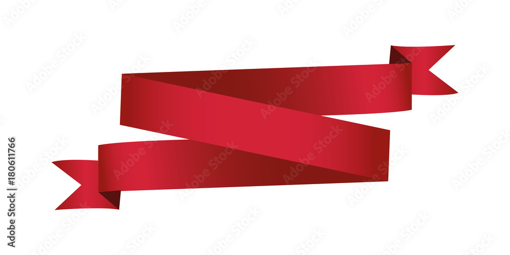 single red ribbon banner in white background single red ribbon banner in white background