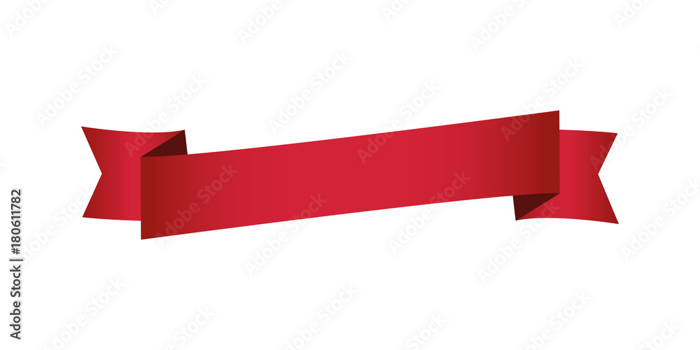 single red ribbon banner in white background single red ribbon banner in white background