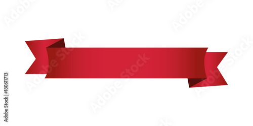 single red ribbon banner in white background