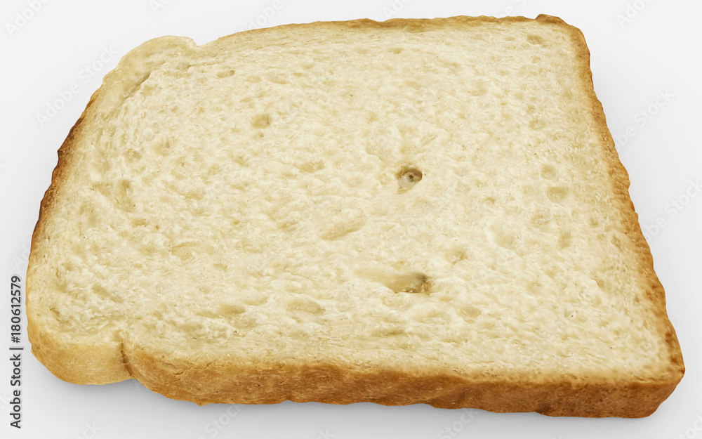 bread slice - single toast close-up - isolated on white