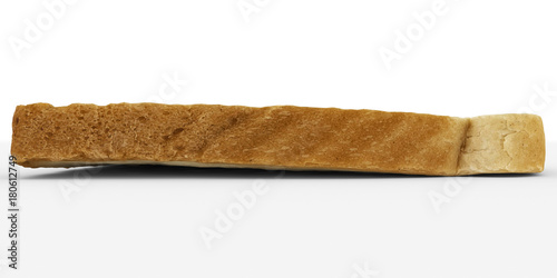 bread slice - single toast crust close-up - isolated on white