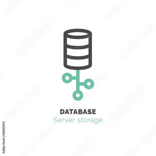 Simple icon of Database flat vector bicolor line design concept