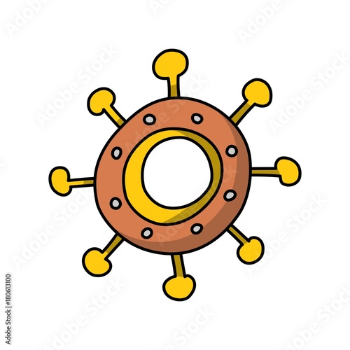 Ship handwheel cartoon colorful flat vector travel illustration for decoration and design on isolated white background