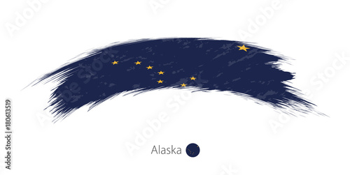 Flag of Alaska in rounded grunge brush stroke.
