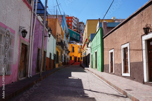 Guanajuato Mexico November 2017, Colonial colourful narrow street in the town's center.
