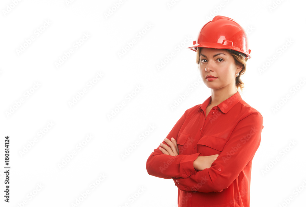 Woman construction worker or architect engineer Woman construction worker or architect engineer