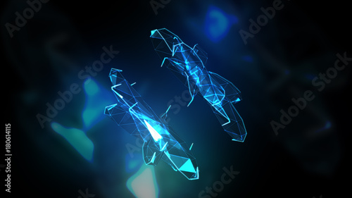 Transforming to music abstract crystal surface 3d illustration