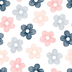 Wandcirkels Kinderkamer patronen Handgetekende bloemen op witte achtergrond  © Olga Skorobogatova