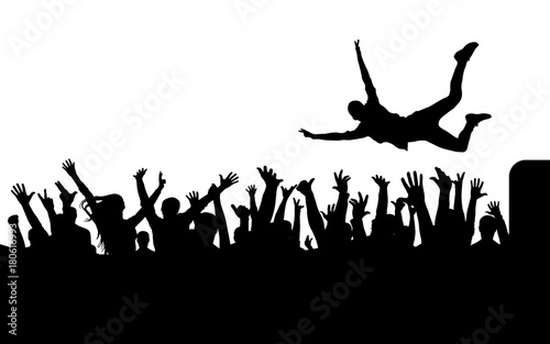 Jump from stage to crowd silhouette