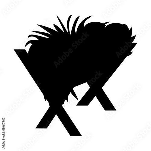 Jesus Manger. Vector Silhouette Icon Symbol Design. Vector Christmas illustration isolated on white background