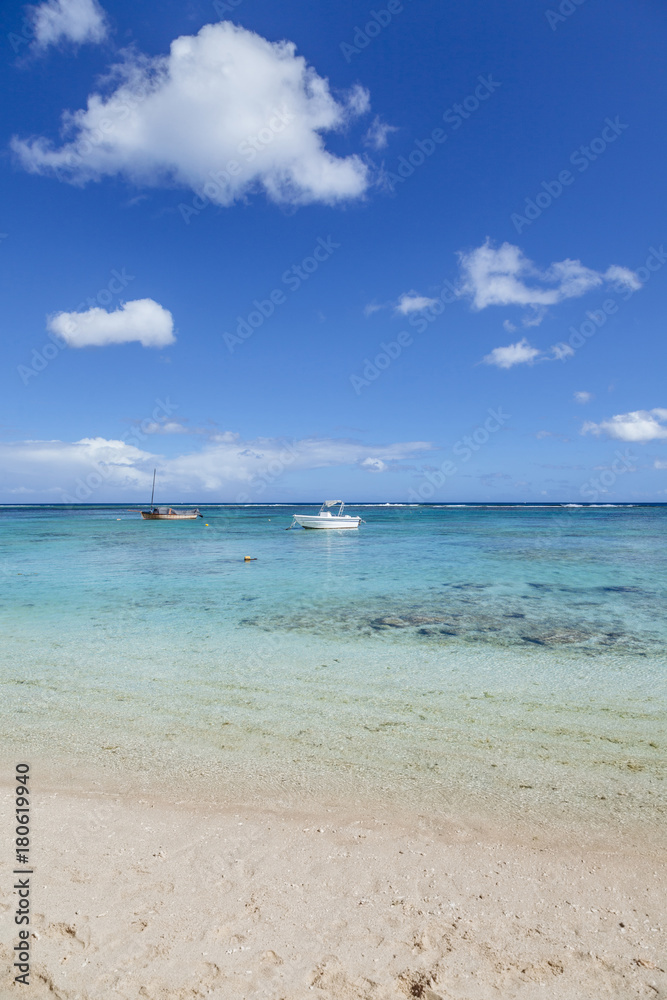 White sand beach of Mauritius island