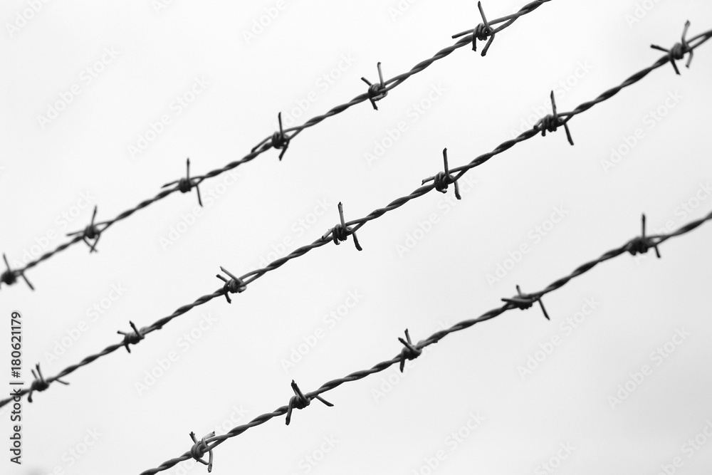 three lines of barbed wire along the border with dramatic effect three lines of barbed wire along the border with dramatic effect