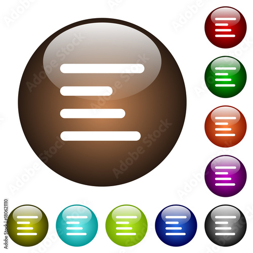 Text align left color glass buttons