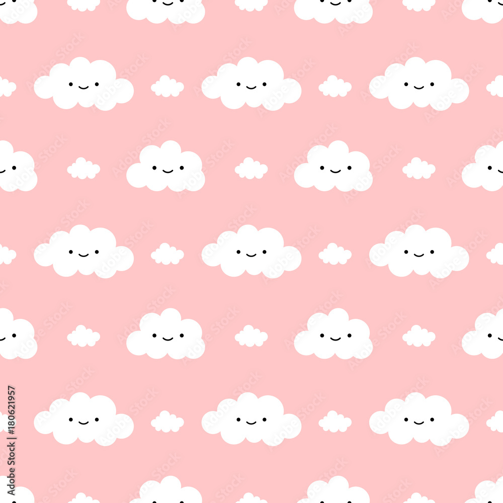 Cute Sun and Cloud Seamless Pattern Background, Vector illustration