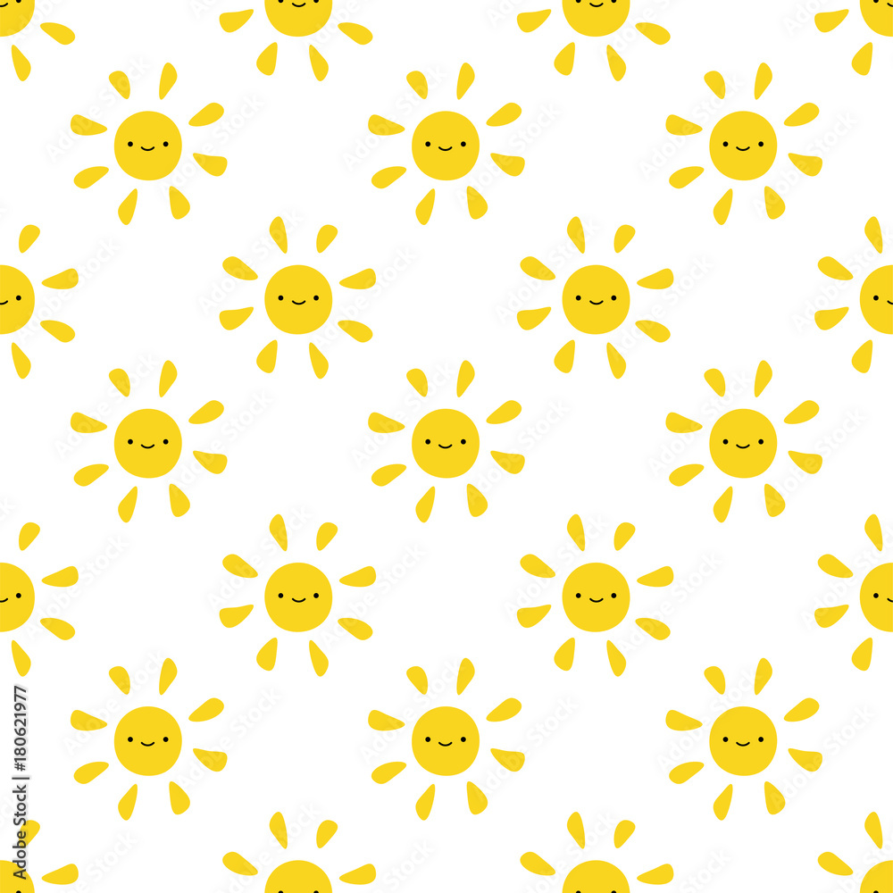 Cute Sun Seamless Pattern Background, Vector illustration Stock ...
