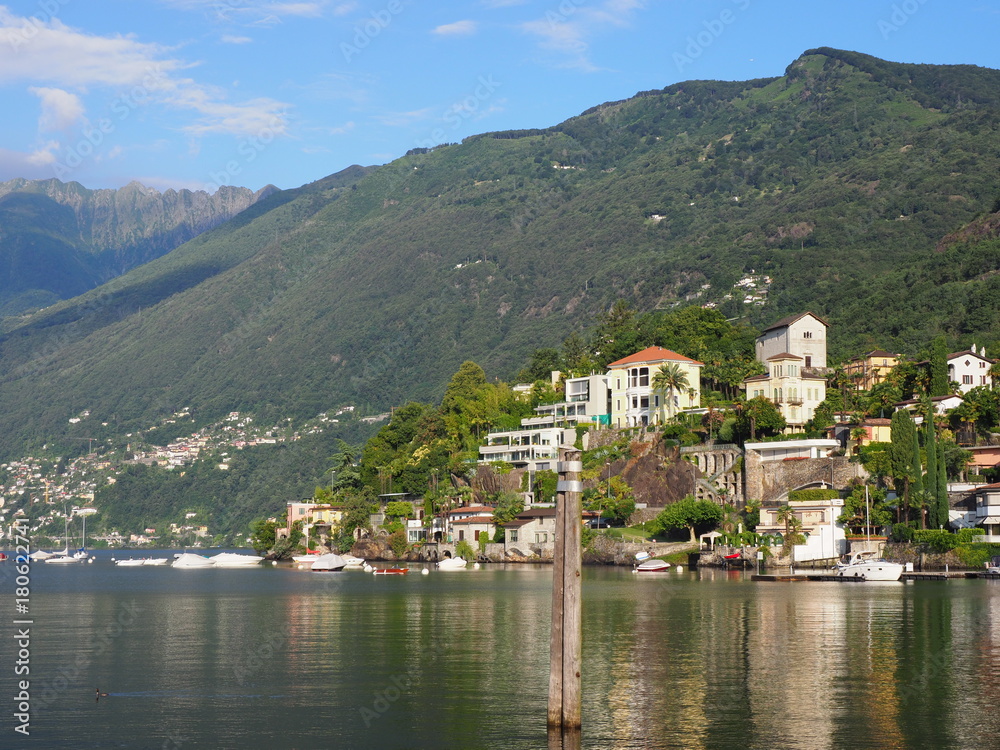 ASCONA travel city in SWITZERLAND with scenic view of Lake Maggiore