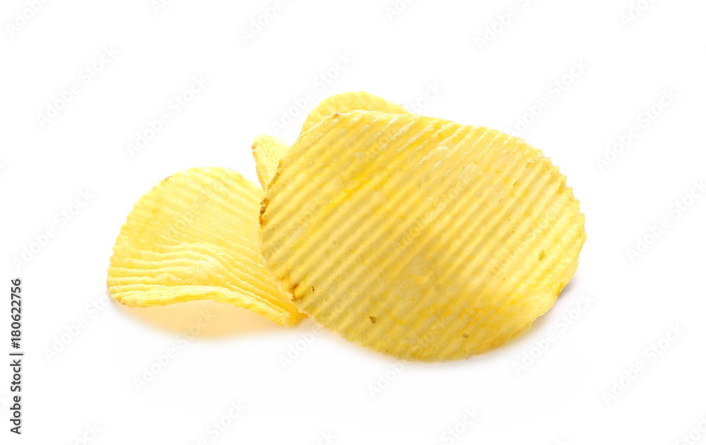 Potato chips isolated on white background Potato chips isolated on white background