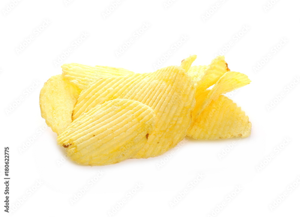 Potato chips isolated on white background Potato chips isolated on white background